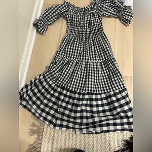 Kitri Black and White Gingham Off-Shoulder Dress size 6